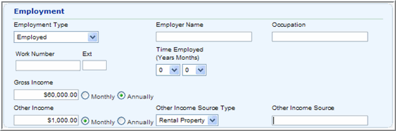 LoanApp-Employment Info