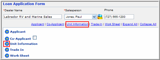 LoanApp-Select UnitInfo